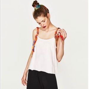 ZARA chain strappy white top
